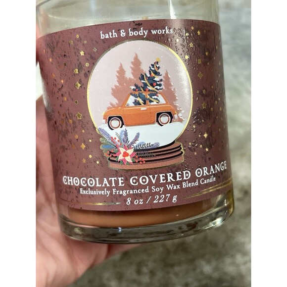 Bath & Body Works Chocolate Covered Orange Christmas Single Wick Candle 8 oz New - Picture 4 of 4